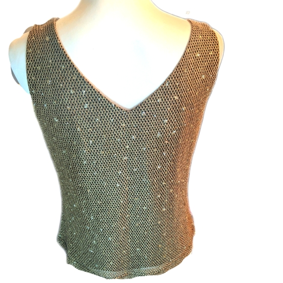 Jeffery & Dara Evenings by Tom Barra gold metallic tank top - lined sz 10 - Picture 3 of 5